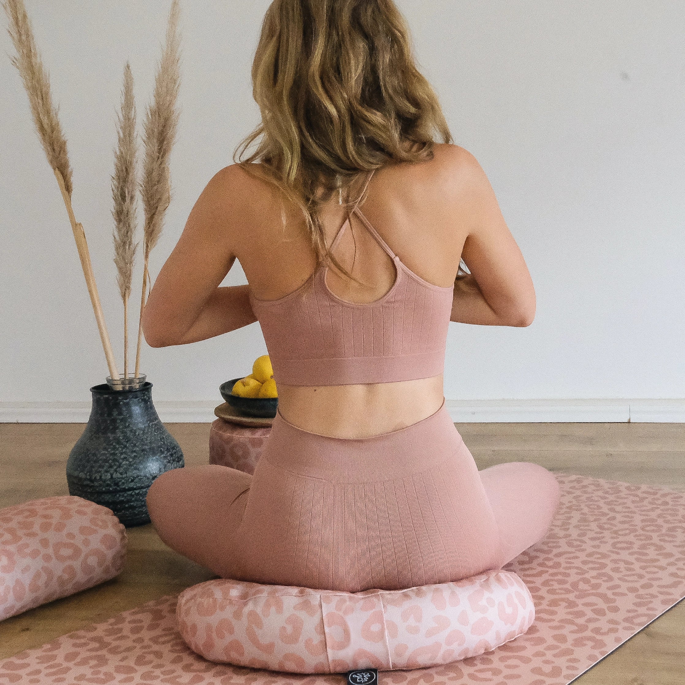 Design Yoga Half Moon Cushion - Blush Leo