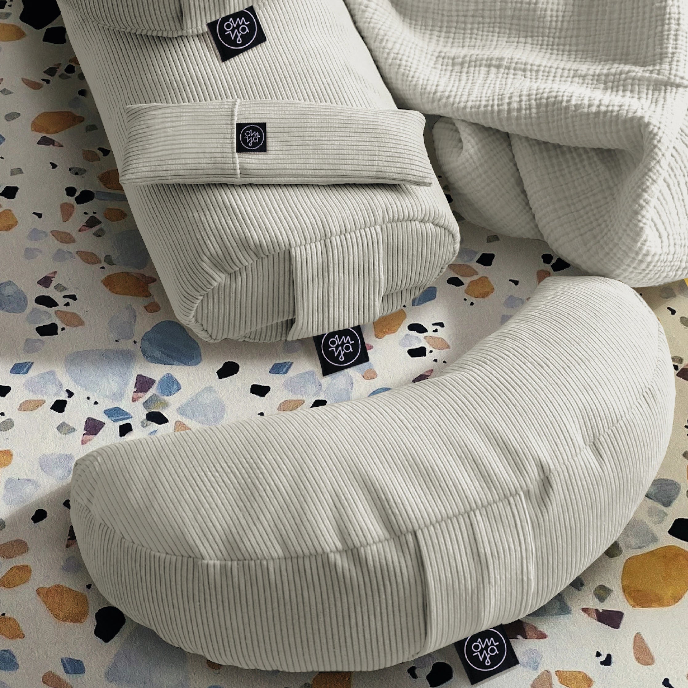 Coussin Demi-Lune Design Yoga - Pale Cord