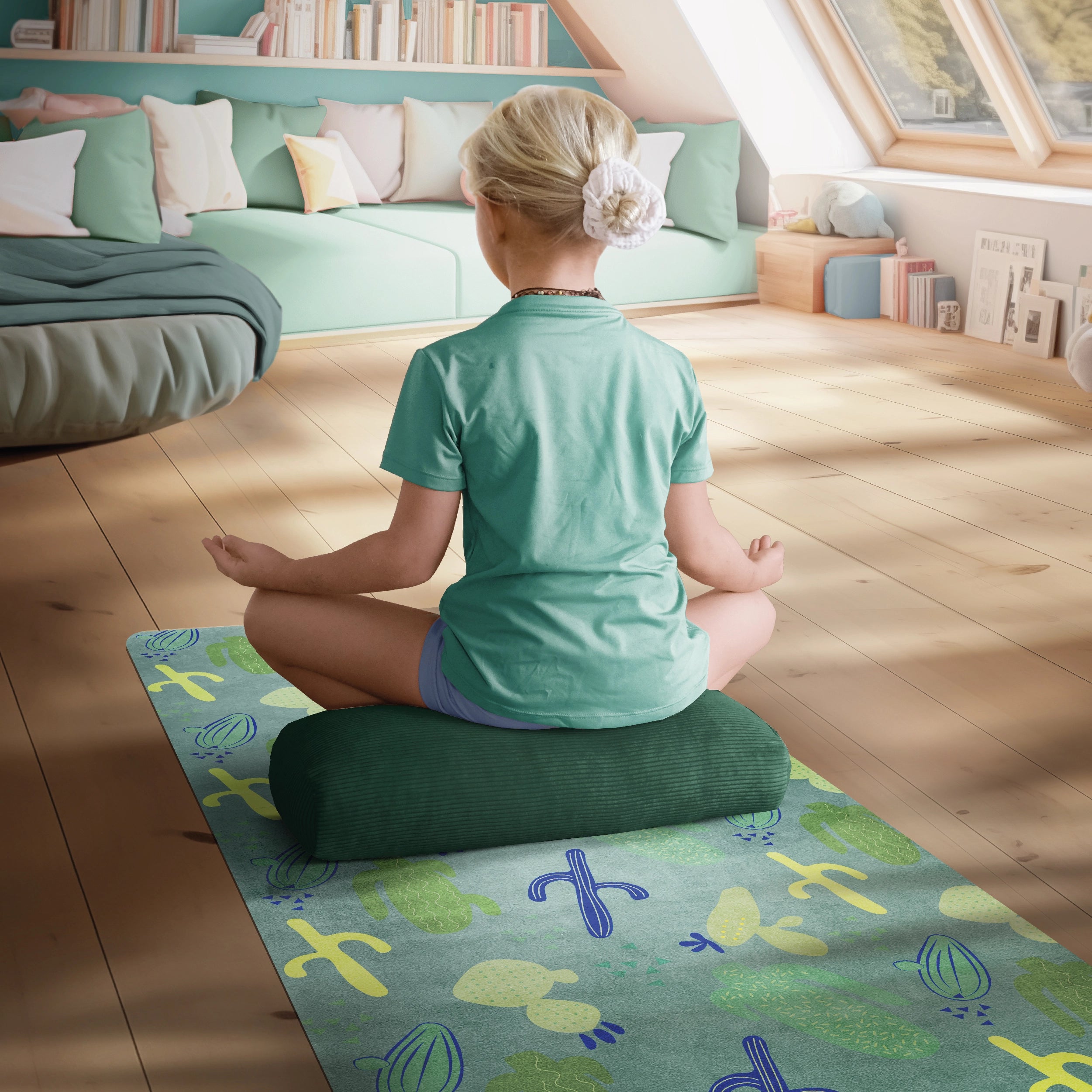 Children's yoga bolster - forest cord