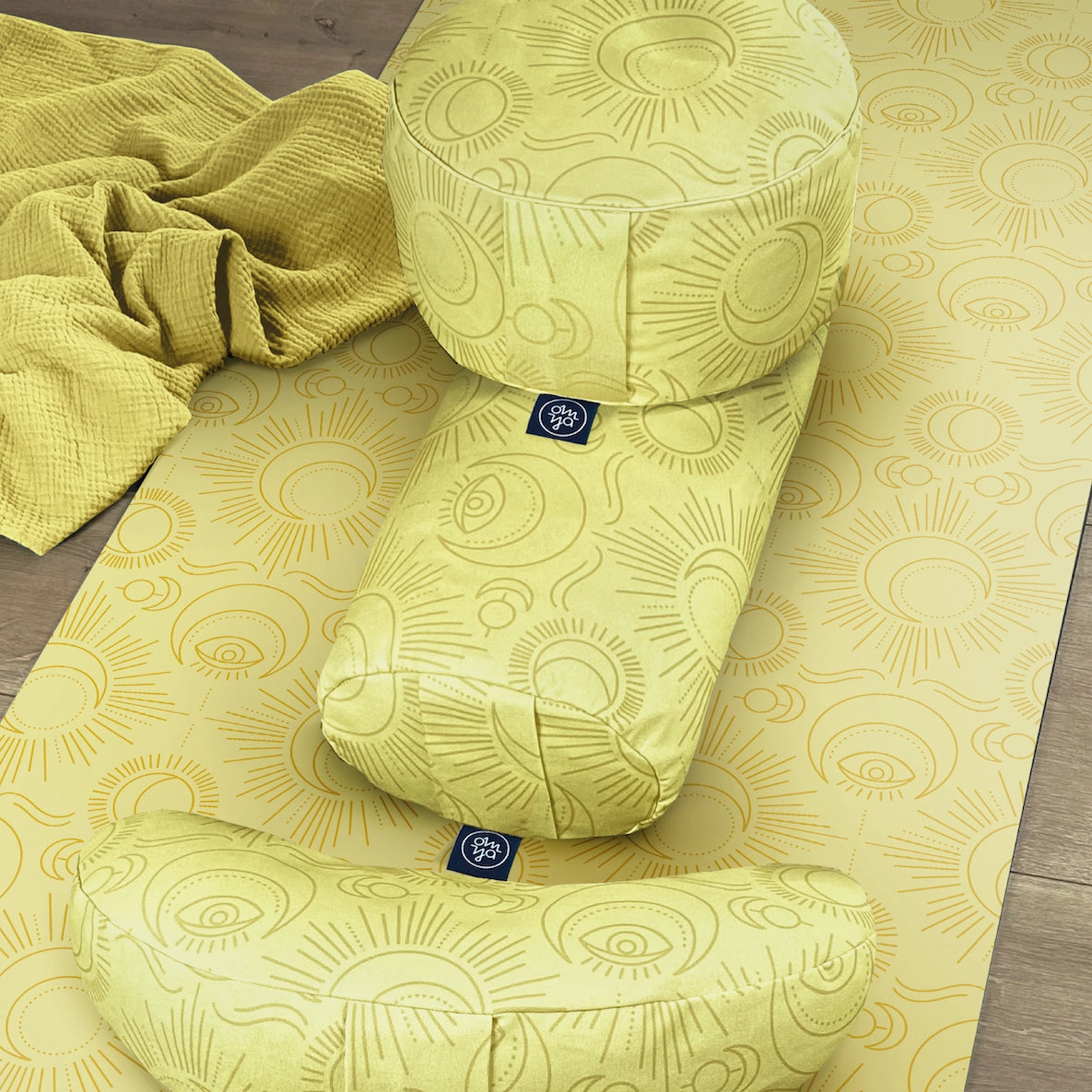 Coussin Demi Lune Design Yoga - Rising Sun & Moon